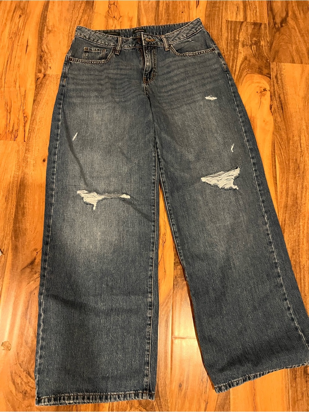 wild fable Distressed Wide Leg Jeans - Dark Blue Denim